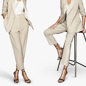 Reiss Cleo Soft Tuxedo Trousers Workwear Business Casual Cream Pants sz 6